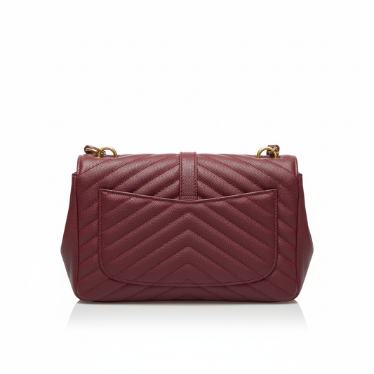 YS Quilted Top Handle Bag – Wine Red Edition