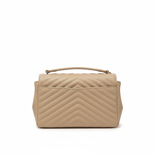 YS Quilted Top Handle Bag – Beige Edition
