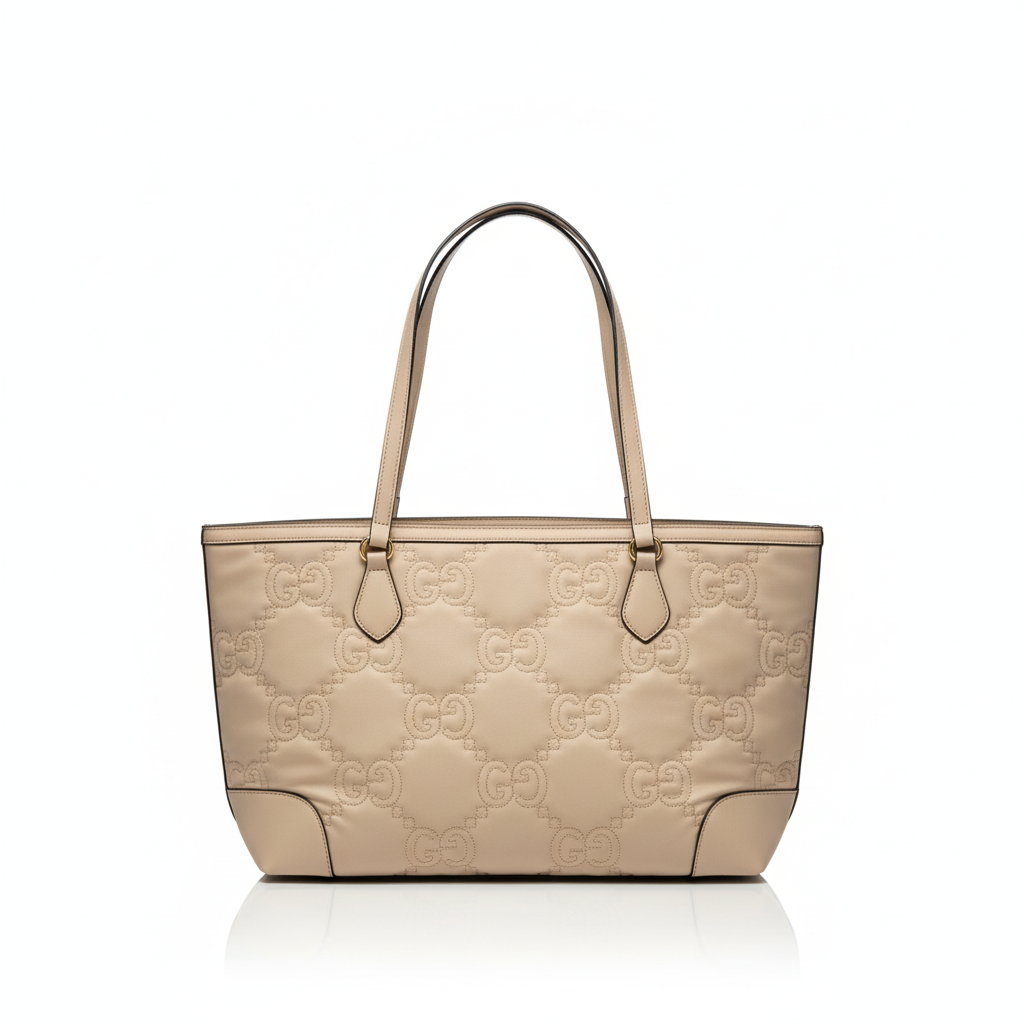 Embossed Tote Bag – Beige Edition
