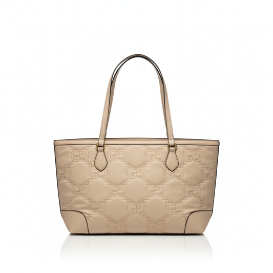 GC Embossed Tote Bag – Beige Edition