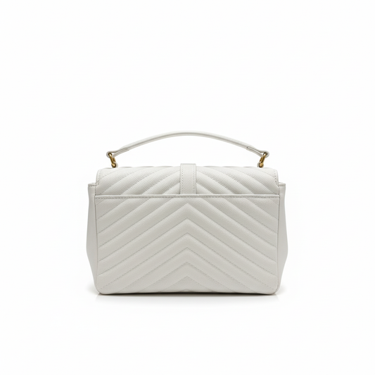 YS Quilted Top Handle Bag – White Edition