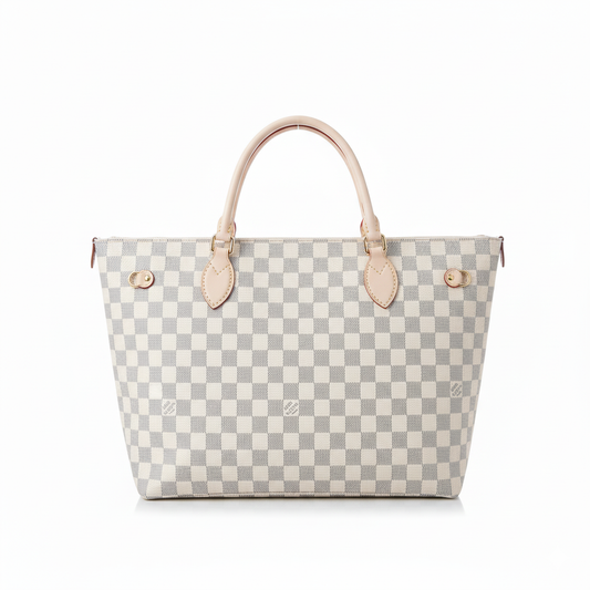 LV Checker Pattern Tote Bag – Blanc Édition
