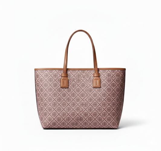 TB Monogram Stripe Tote – Brown Edition