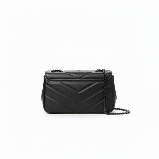 YS Chevron Quilted Shoulder Bag – Midnight Noir Edition
