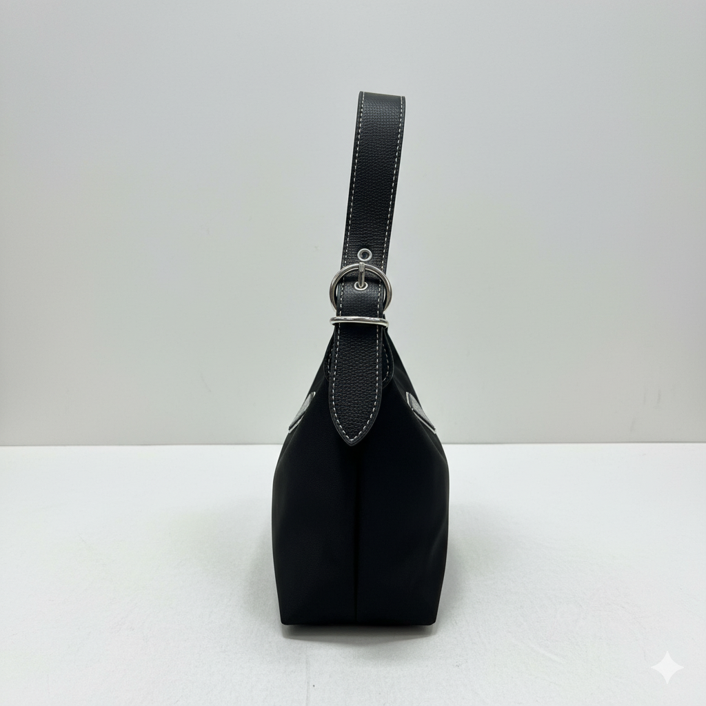 Minimalist Nylon Shoulder Bag – Black Edition