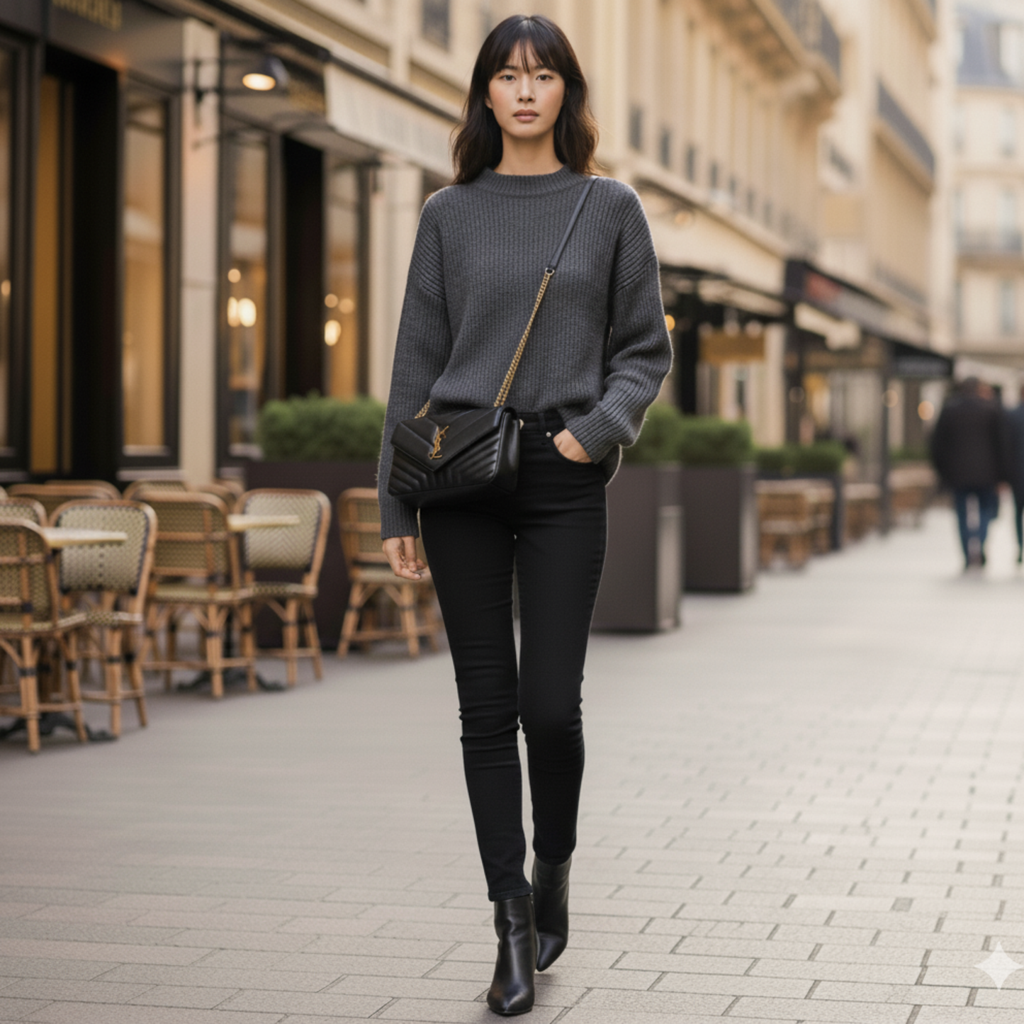 YS Croc Luxe Chain Bag – Silver Noir Edition