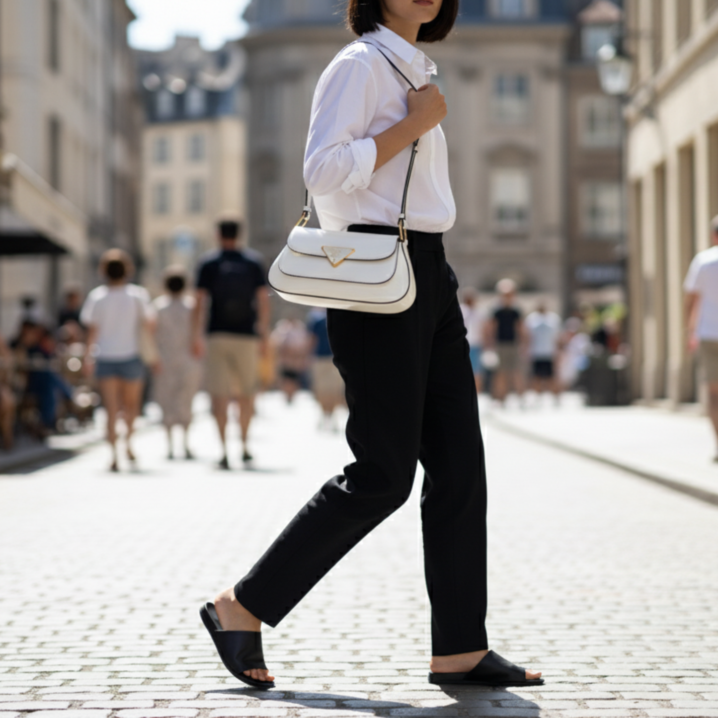 PD Patent Leather Shoulder Bag – White Edition