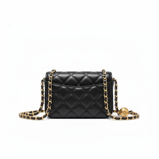 C Quilted Mini Flap Bag – Noir Gold Edition