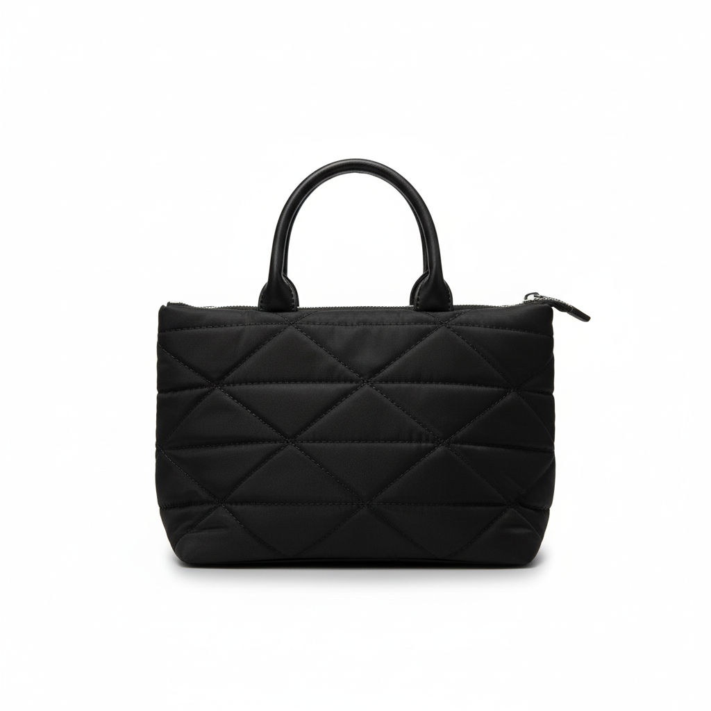 Quilted Nylon Tote Bag – Black Edition