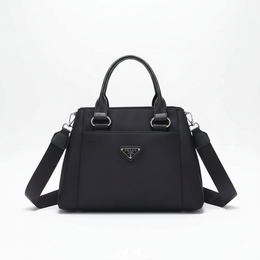 PD Structured Nylon Handbag – Black Edition
