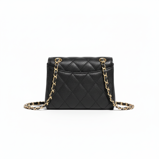 C Quilted Mini Flap Bag – Black Edition