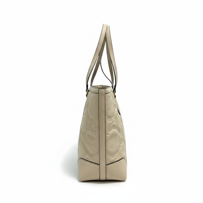 Embossed Tote Bag – Beige Edition