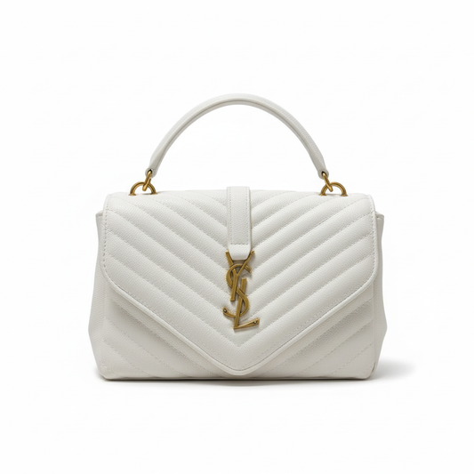 Quilted Top Handle Bag – White Edition