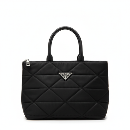 Quilted Nylon Tote Bag – Black Edition