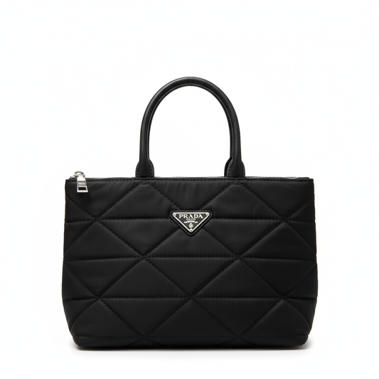 Quilted Nylon Tote Bag – Black Edition