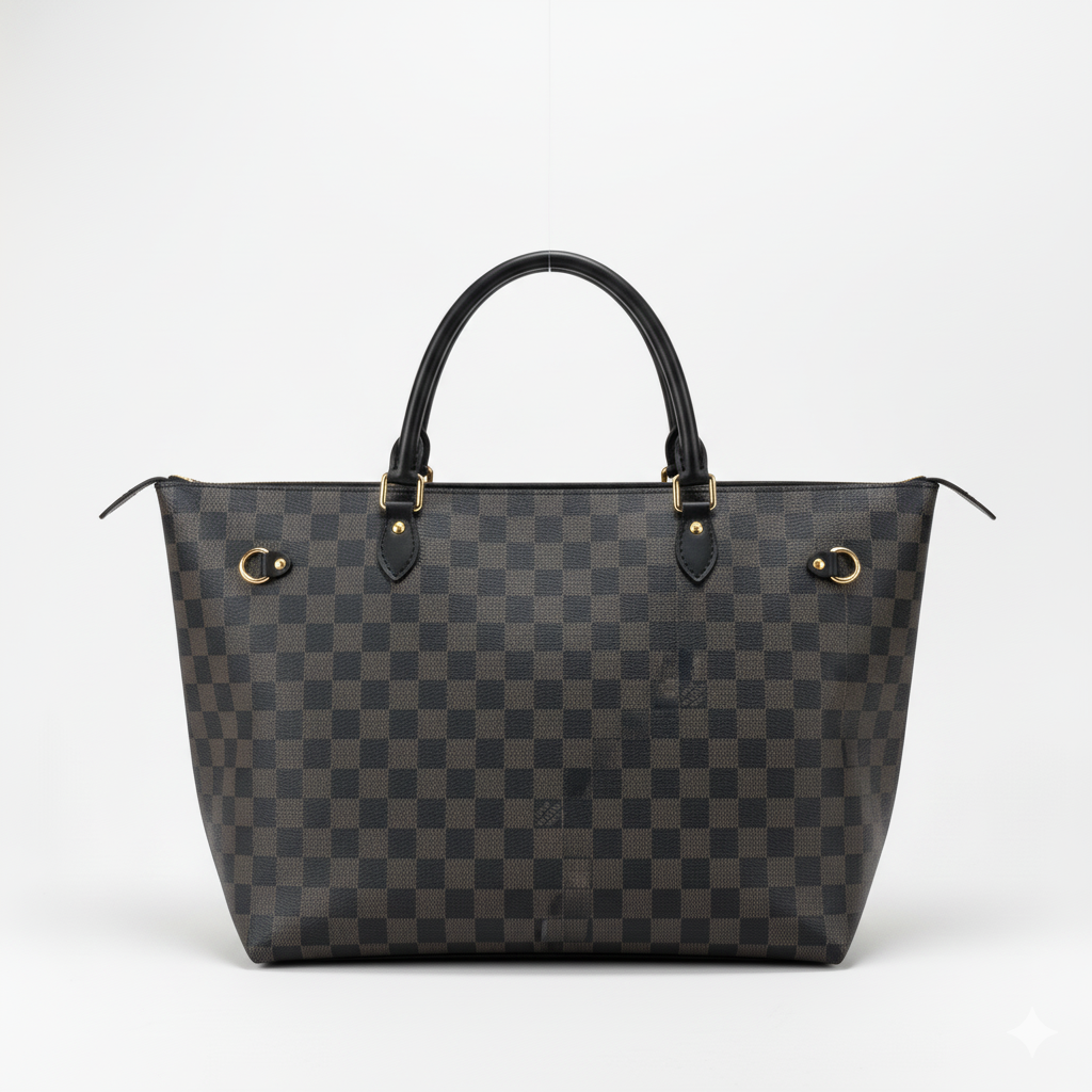 LV Checker Pattern Tote Bag – Noir Classic Edition