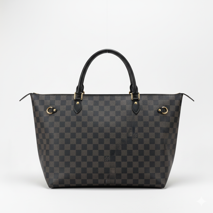 LV Checker Pattern Tote Bag – Noir Classic Edition