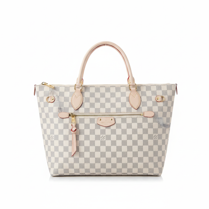 LV Checker Pattern Tote Bag – Blanc Édition