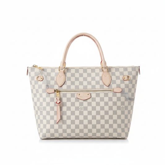LV Checker Pattern Tote Bag – Blanc Édition
