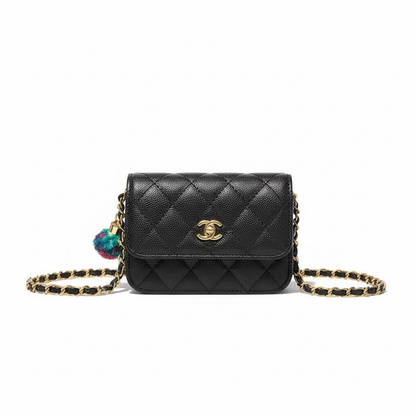 C Quilted Mini Chain Bag – Noir Luxe Edition