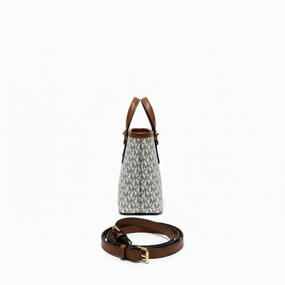 Monogram Tote Bag – White & Coffee Trim