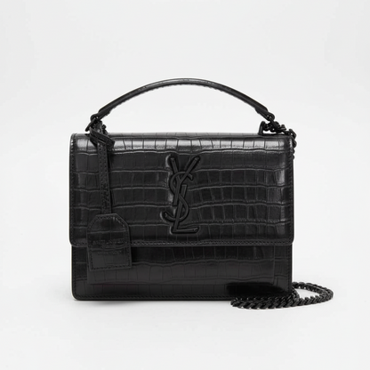 YS Croc Luxe Chain Bag – All Black Edition