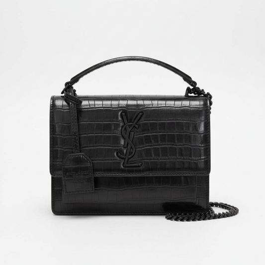 YS Croc Luxe Chain Bag – All Black Edition