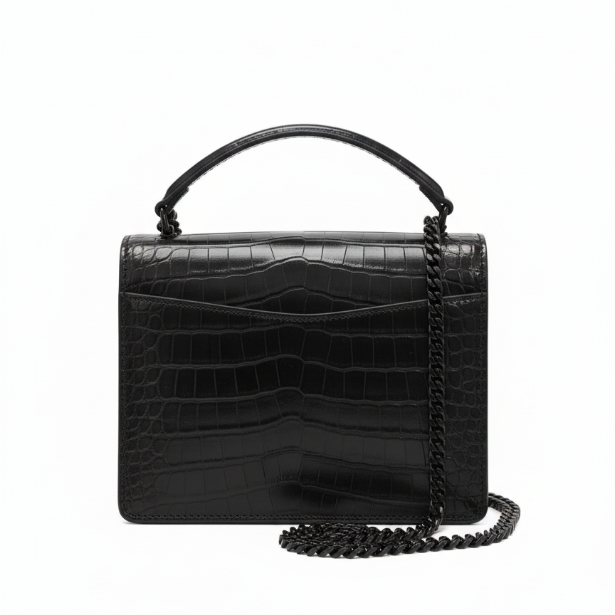 YS Croc Luxe Chain Bag – All Black Edition