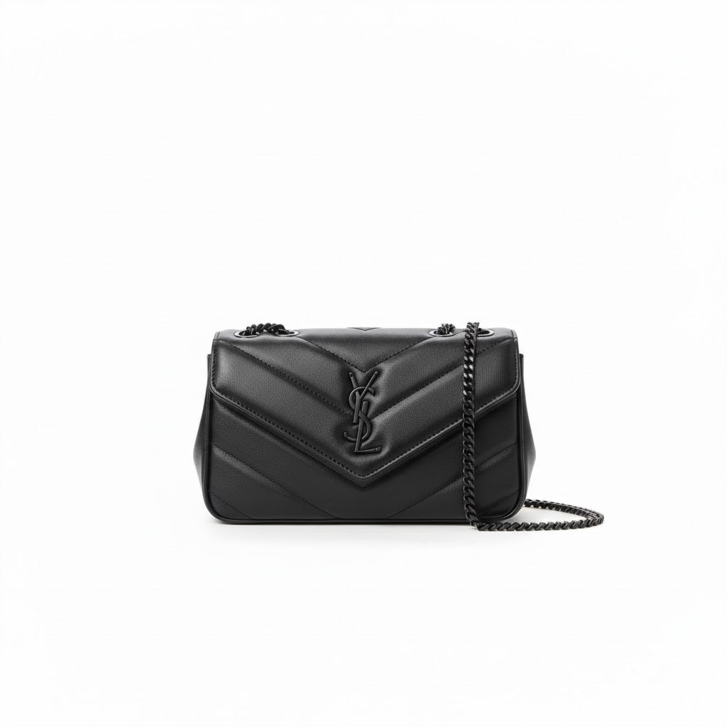 YS Chevron Quilted Shoulder Bag – Midnight Noir Edition