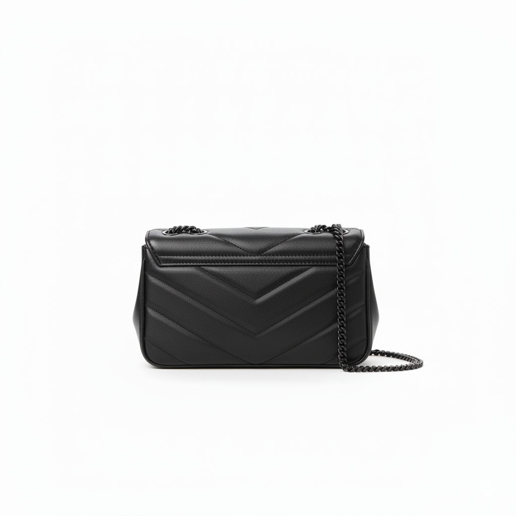 YS Chevron Quilted Shoulder Bag – Midnight Noir Edition