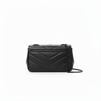 YS Chevron Quilted Shoulder Bag – Midnight Noir Edition