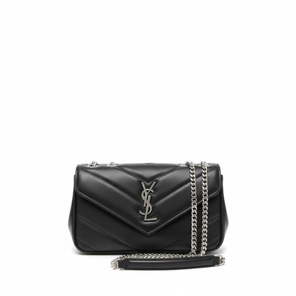 YS Chevron Quilted Chain Bag – Silver Luxe Edition
