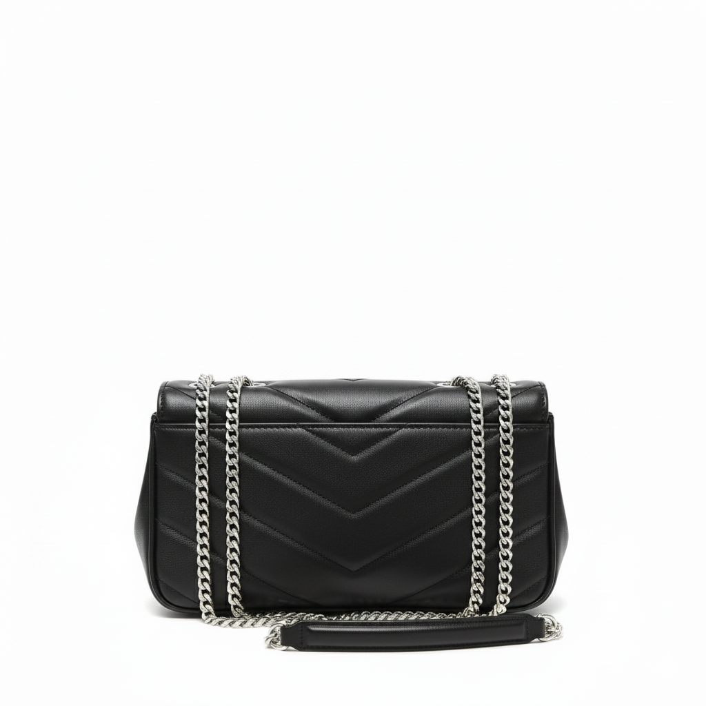 YS Chevron Quilted Chain Bag – Silver Luxe Edition