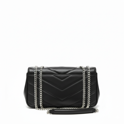 YS Chevron Quilted Chain Bag – Silver Luxe Edition