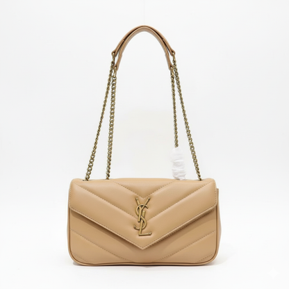 YS Chevron Quilted Chain Bag – Nude Elegance Edition
