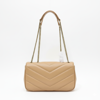 YS Chevron Quilted Chain Bag – Nude Elegance Edition