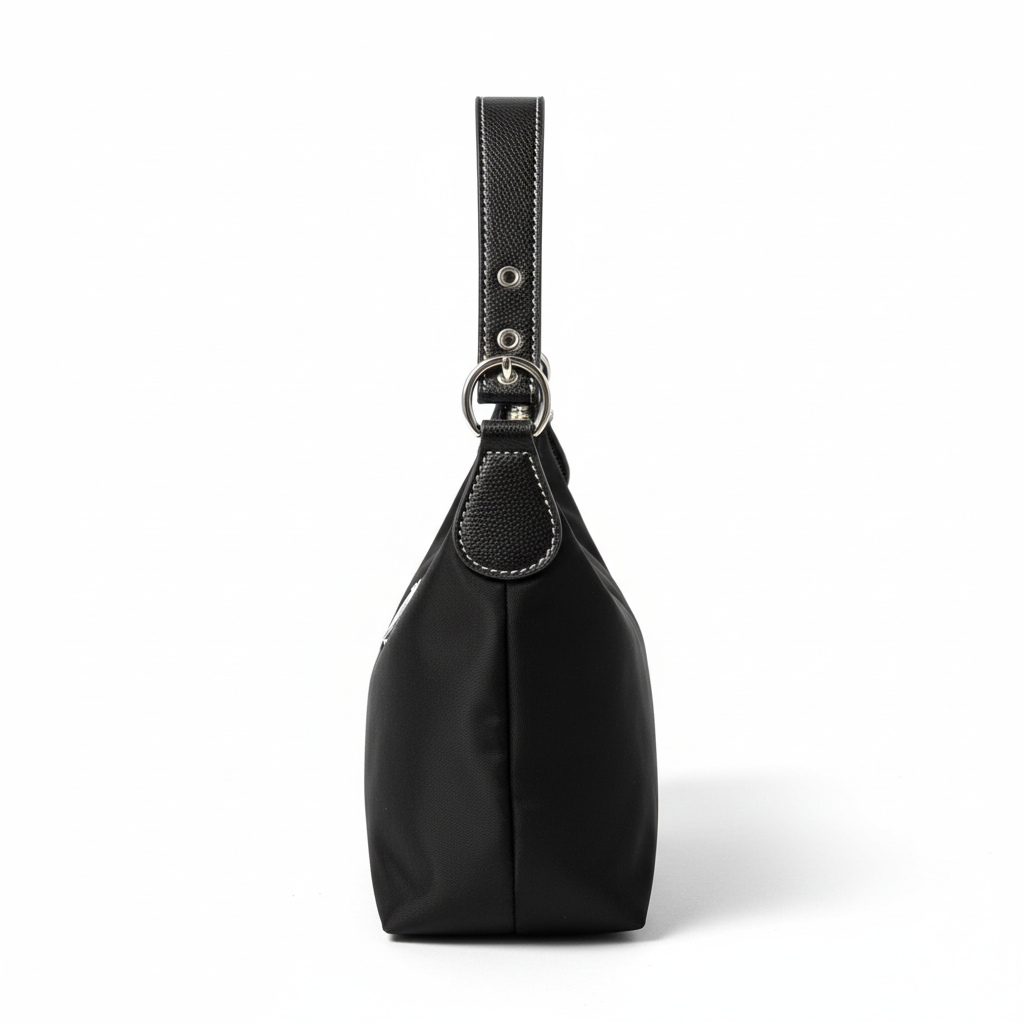Minimalist Nylon Shoulder Bag – Black Edition
