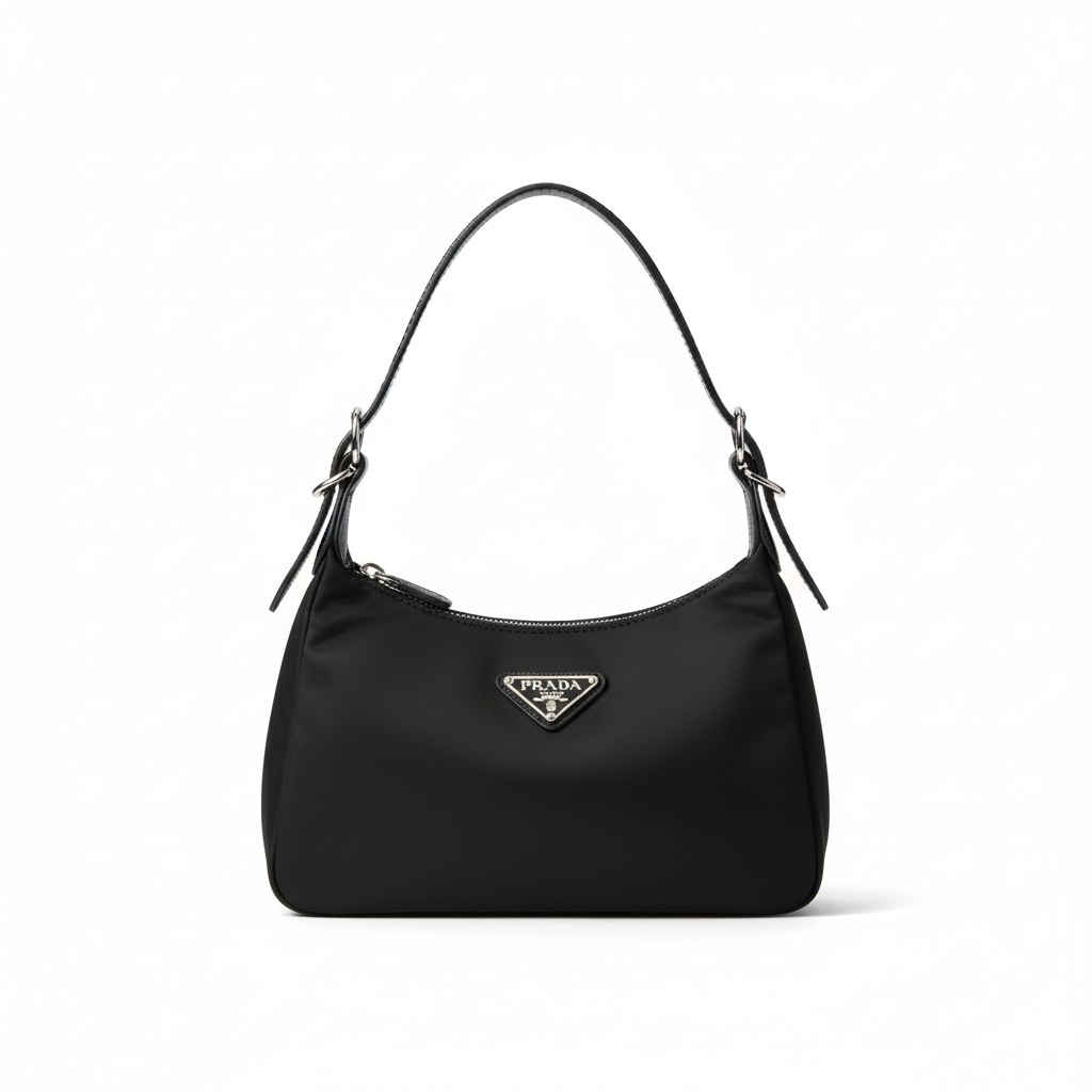 Minimalist Nylon Shoulder Bag – Black Edition