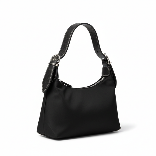 Minimalist Nylon Shoulder Bag – Black Edition