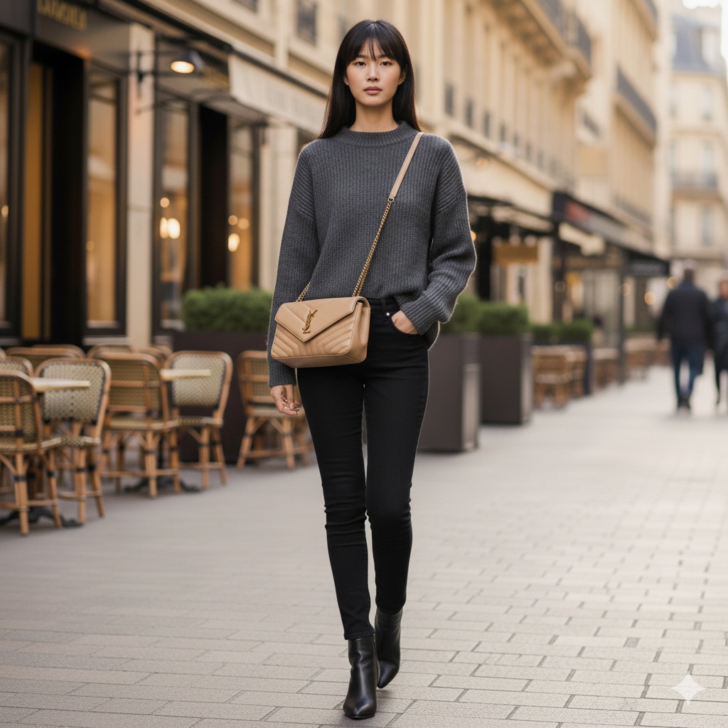 YS Chevron Quilted Chain Bag – Nude Elegance Edition