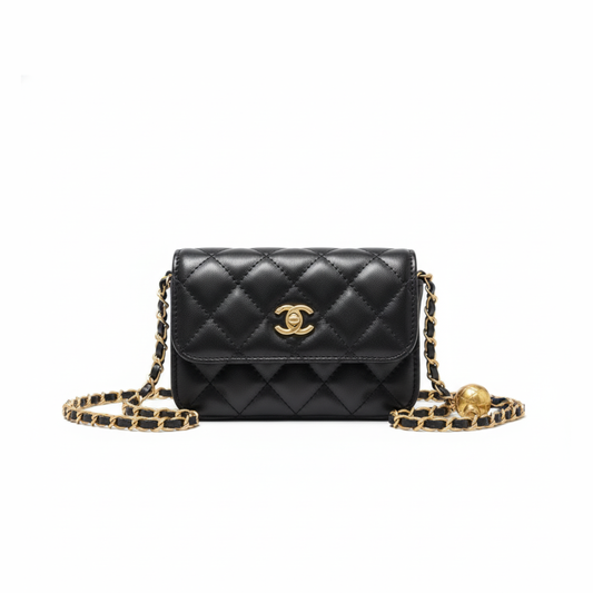 C Quilted Mini Flap Bag – Noir Gold Edition