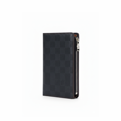 LV Signature Checkered Long Wallet – Noir Edition