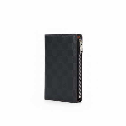 LV Signature Checkered Long Wallet – Noir Edition