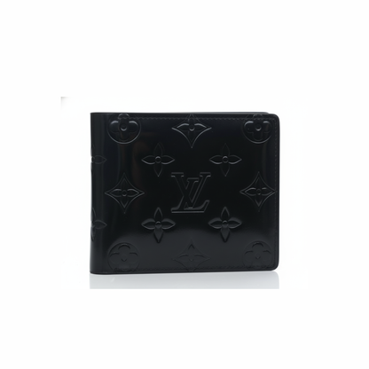 LV Gloss Embossed Wallet – Noir Edition