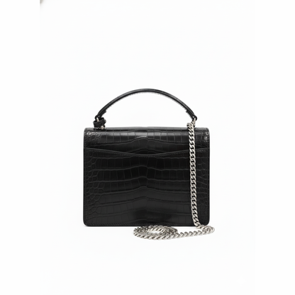 YS Croc Luxe Chain Bag – Silver Noir Edition