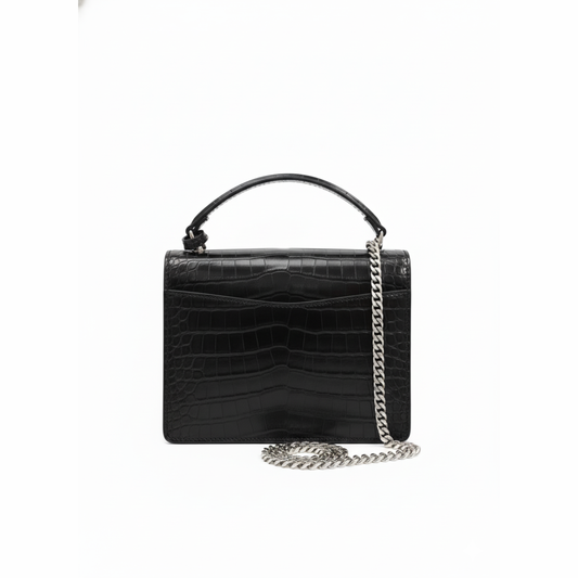 YS Croc Luxe Chain Bag – Silver Noir Edition