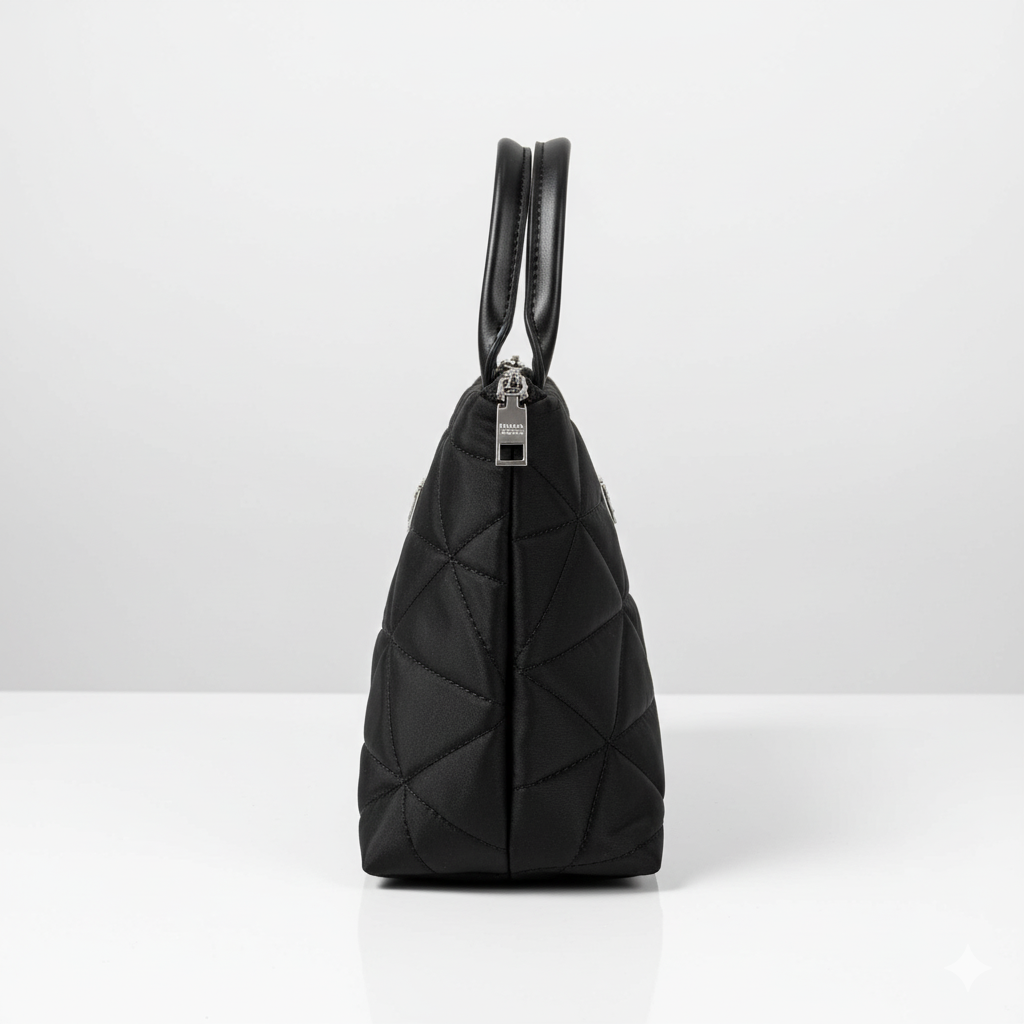 Quilted Nylon Tote Bag – Black Edition
